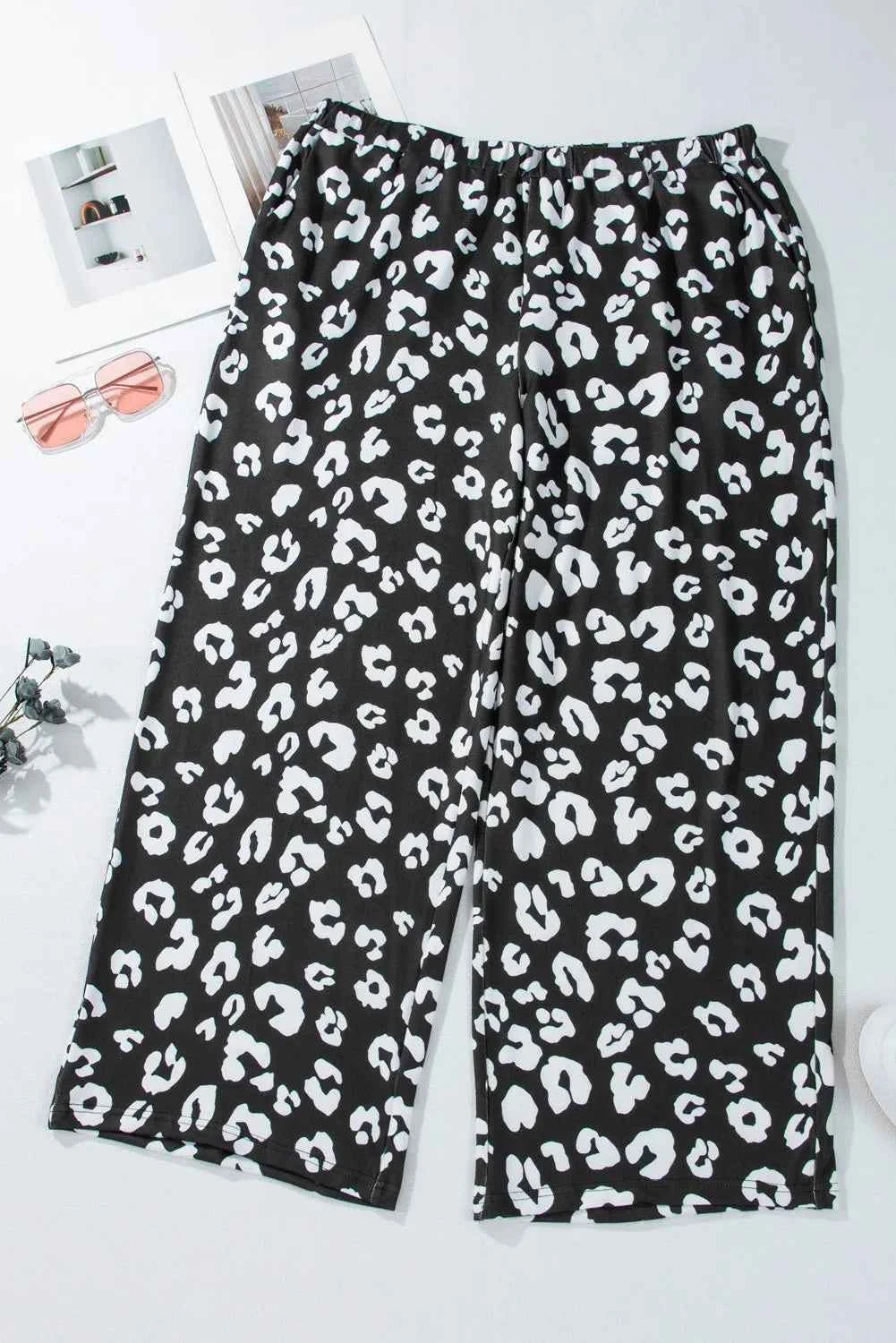 Plus Size Leopard Elastic Waist Pants - Damned Threads